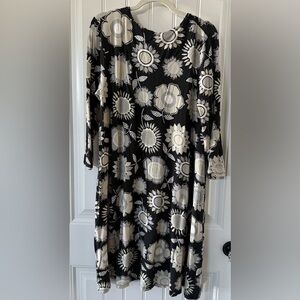 Gudrun Sjoden Black and Cream Floral Midi Dress